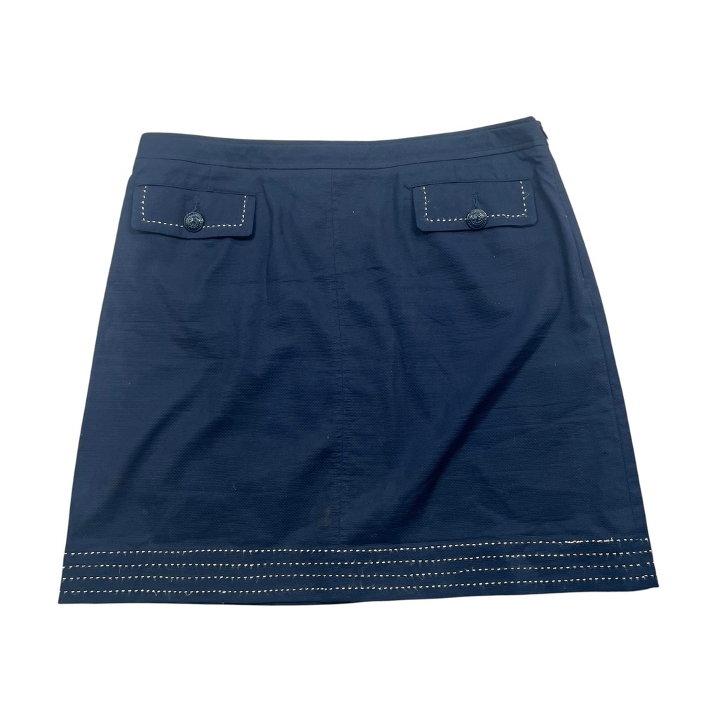 Brooks Brothers Skirt Womens 12 Navy Blue Pick Stitch Pique Mini Skirt